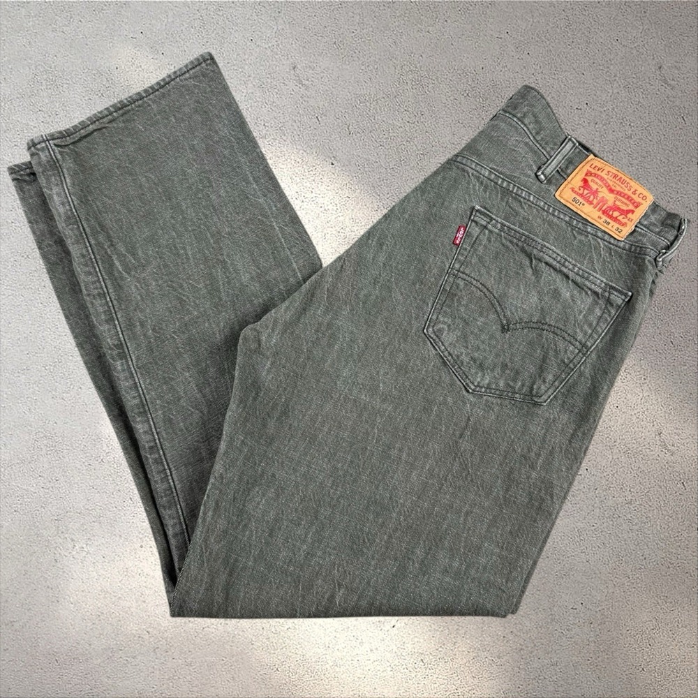Levi's 501 Jeans White Oak Cone‎ Denim Fits 36x29.5 Tag 38x32 Green